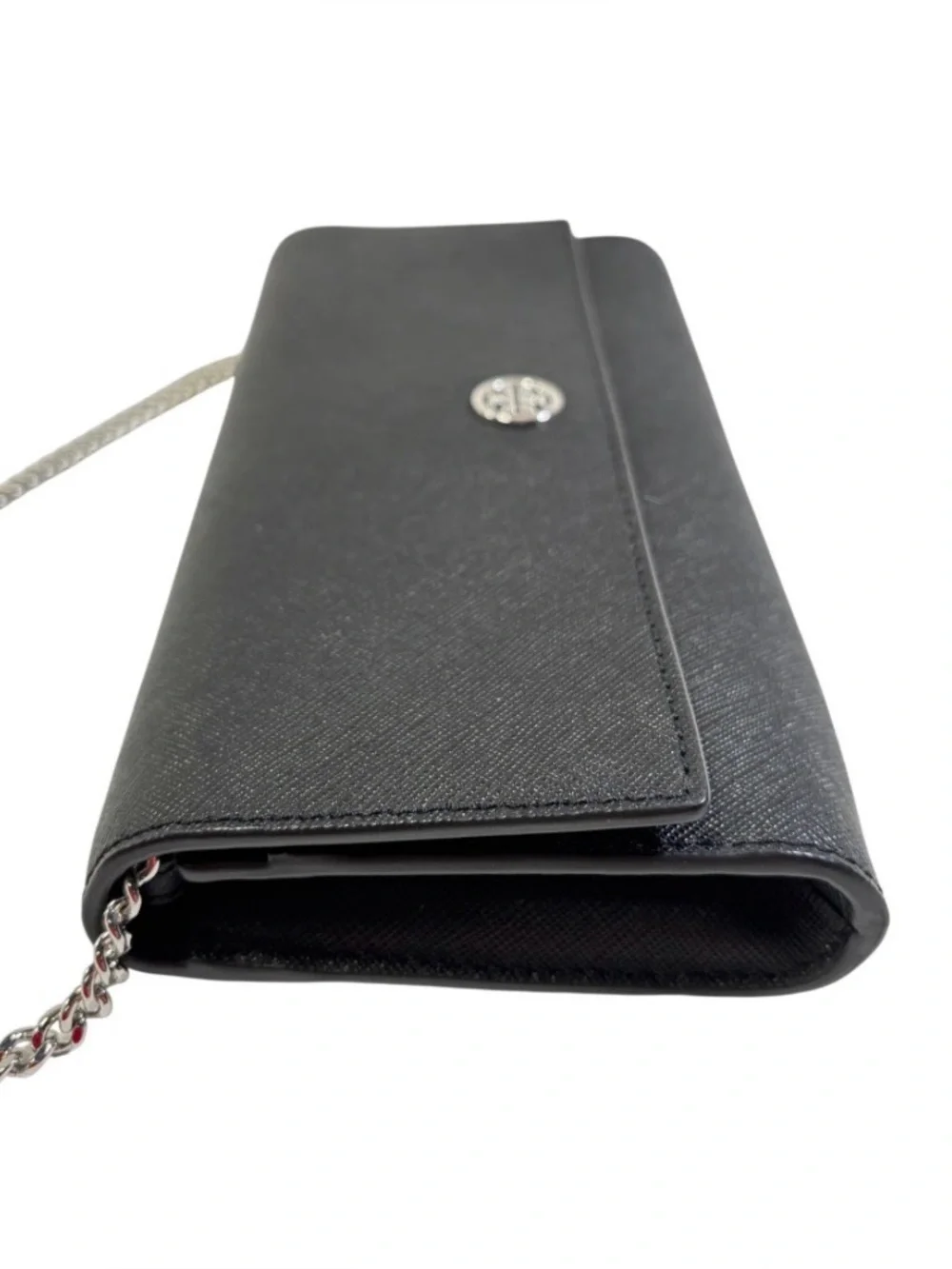 Tory Burch Black Leather Emerson Wallet on Chain Clutch